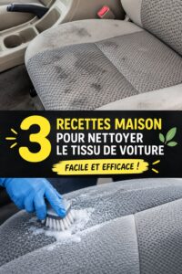 Recettes DIY de nettoyants textiles pour voiture sur une table.
