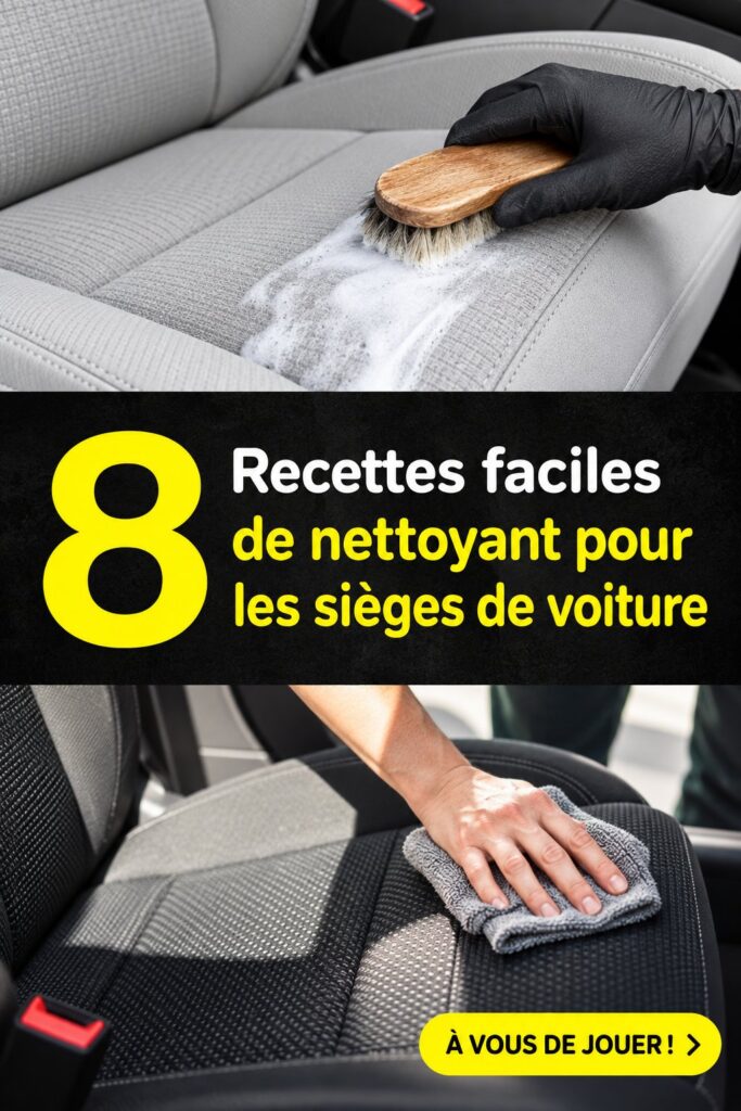 Recettes de nettoyants faits maison pour la sellerie auto sur un fond de voiture propre