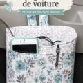 Sac à voiture en tissu coloré, offrant un rangement pratique pour les accessoires auto.