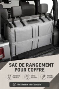 Image d'un sac de rangement pratique pour coffre de voiture rempli d'accessoires.