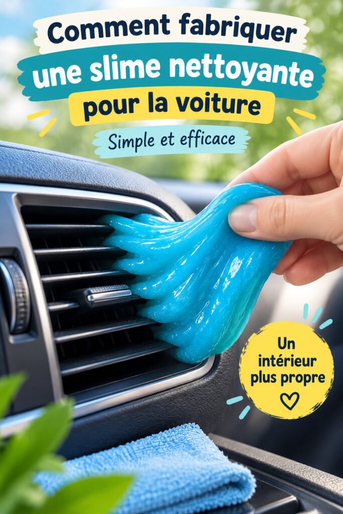 Slime colorée sur une surface de voiture pour nettoyage