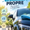 Femme nettoyant son véhicule avec des accessoires pratiques