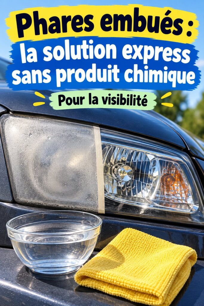 Phares de voiture éclatants après un nettoyage naturel