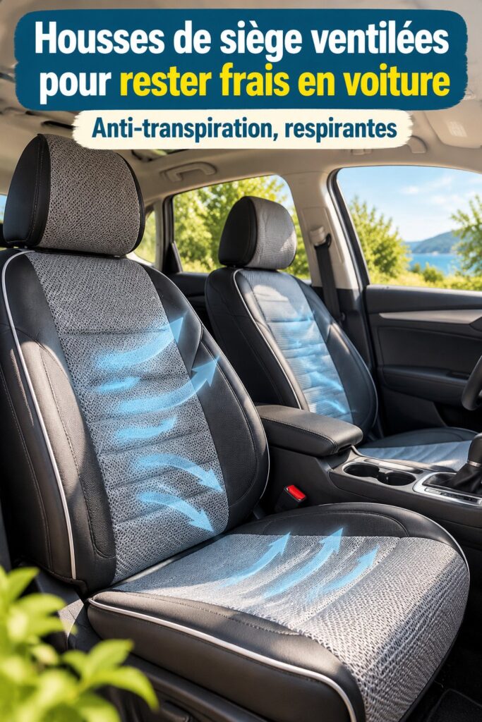Une vue d'une housse de siège ventilée pour voiture, idéale pour les trajets d'été