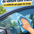 Vitres de voiture propres et brillantes après un nettoyage sans traces.