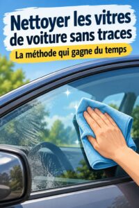 Vitres de voiture propres et brillantes après un nettoyage sans traces.