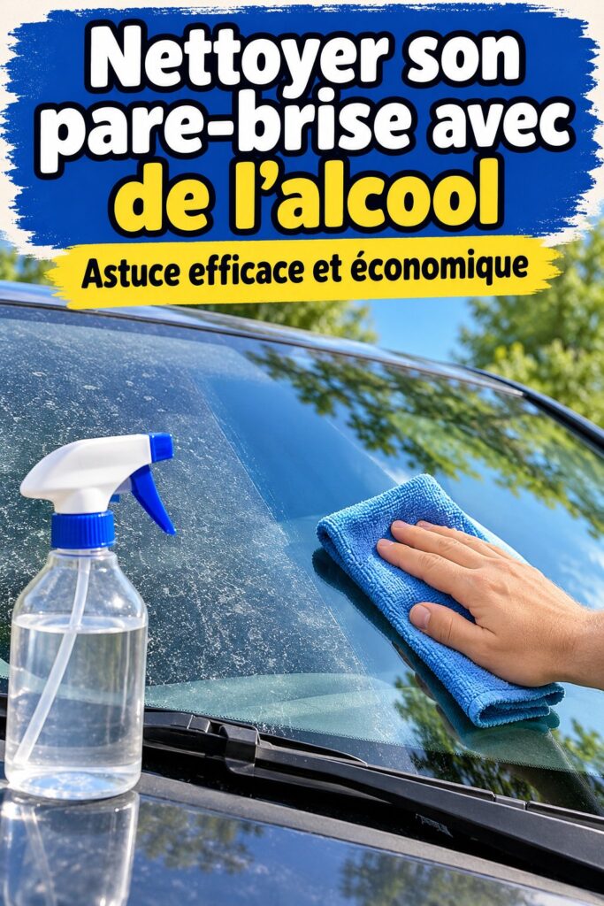 Femme nettoyant un pare-brise avec de l'alcool, méthode efficace pour un nettoyage auto