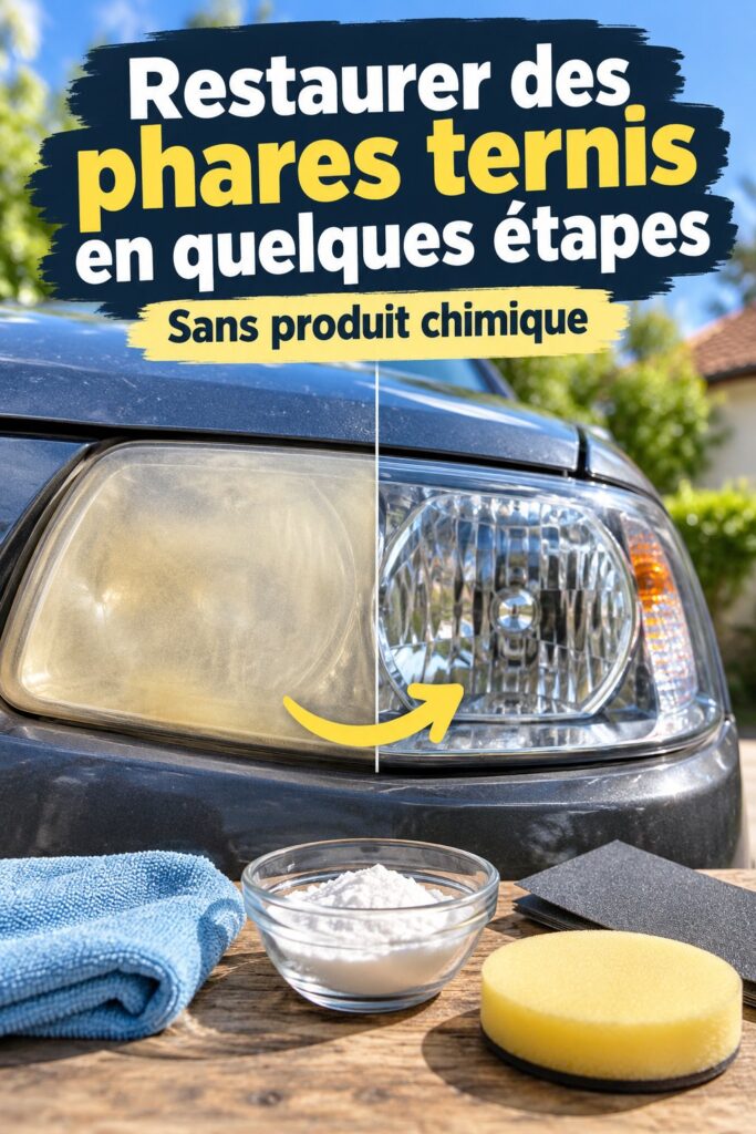 Phares de voiture brillants nettoyés, prêts pour la route