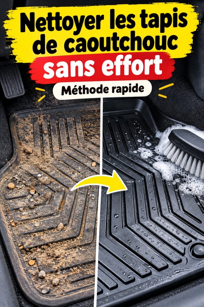 Tapis de caoutchouc propre et bien entretenu dans une voiture