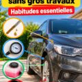 Femme vérifiant le niveau d'huile de sa voiture dans un garage