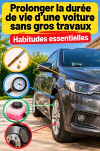 Femme vérifiant le niveau d'huile de sa voiture dans un garage