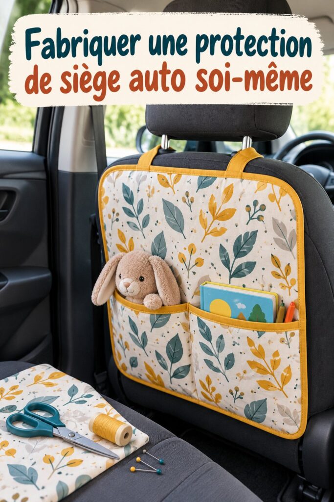 protection de siège auto DIY en tissu coloré dans une voiture