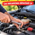 Femme en train de réparer sa voiture à la maison
