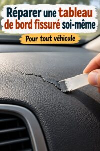 Tableau de bord de voiture avec une fissure visible, prêt à être réparé.