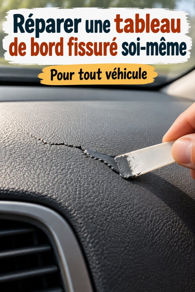 Tableau de bord de voiture avec une fissure visible, prêt à être réparé.