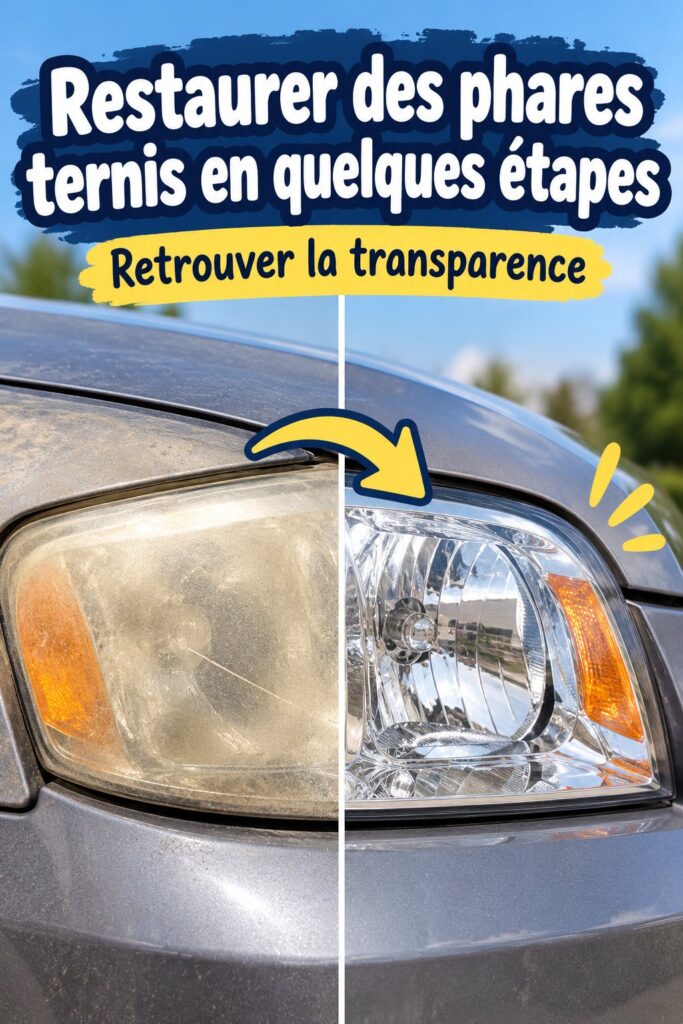 Phares de voiture nettoyés et brillants après restauration